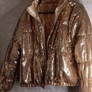Gold Glittery Puffer Coat